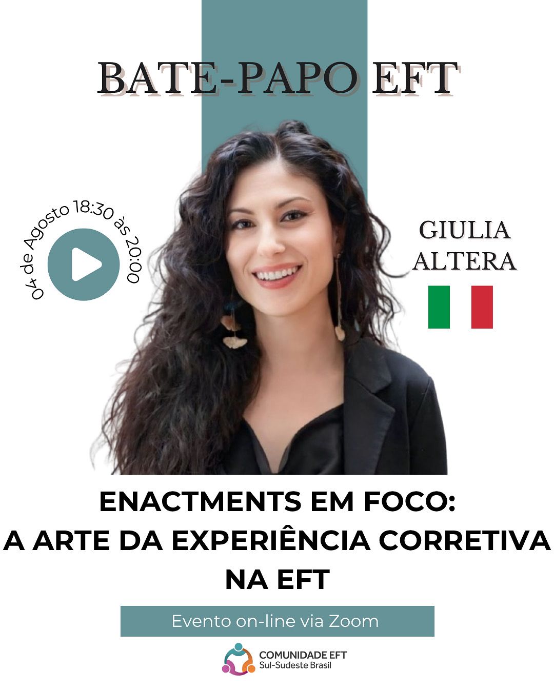 Bate-papo EFT com Giulia Altera: Enactments em foco: A arte da experiência corretiva na EFT.
