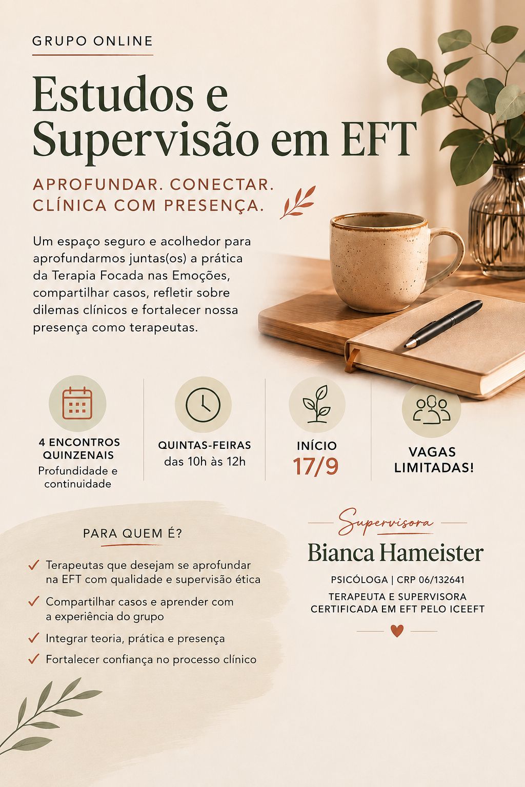 Grupo de Supervisão com Bianca Hameister (Supervisora EFT Certificada)